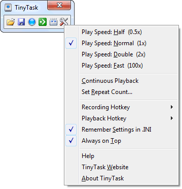 Version 1.61 compact toolbar with Always on Top and variable speed controls enabled
